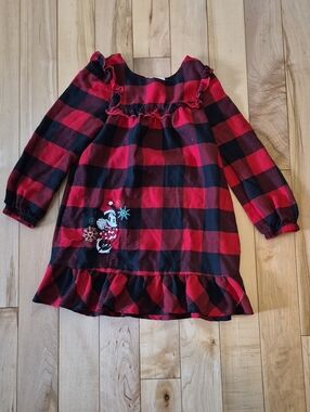 Girls Size 4 Disney Red & Black Plaid Minnie Mouse Nightgown